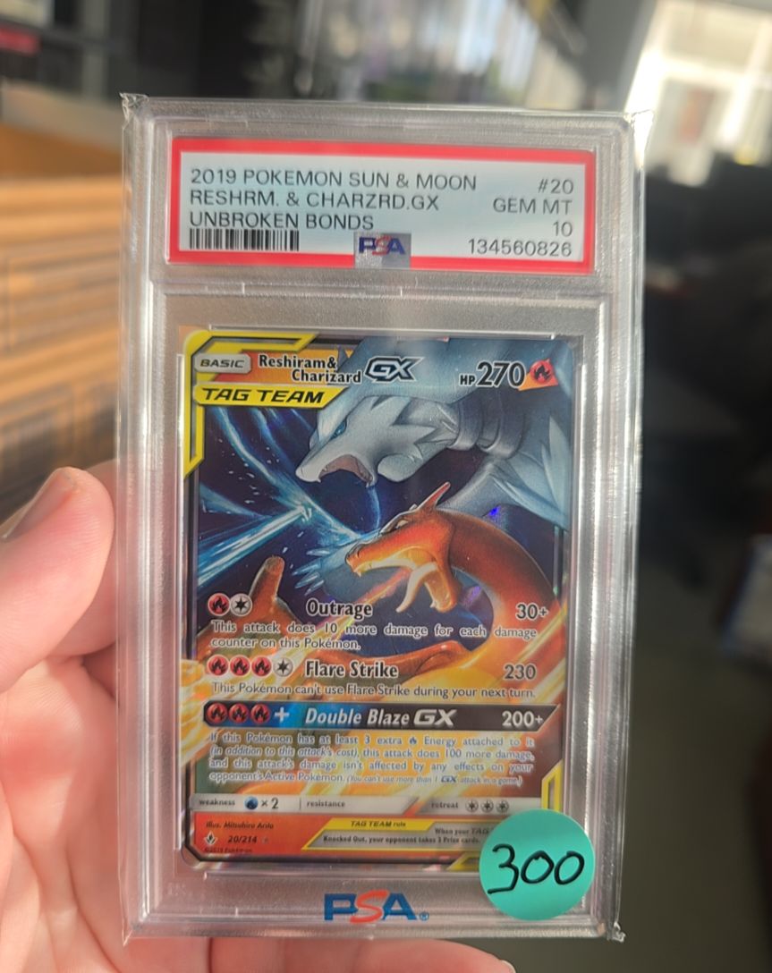 2019 Pokemon Sun & Moon Unbroken Bonds #20 Reshiram & Charizard GX — front