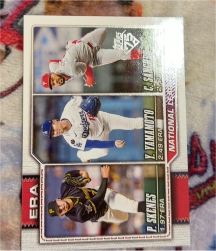2026 Topps Series 1 National League ERA Leaders #203 Paul Skenes, Yusei Yamamoto, Sanchez — front