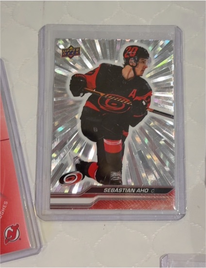 2023-24 Upper Deck Series 1 #30 Sebastian Aho Outburst Silver — front