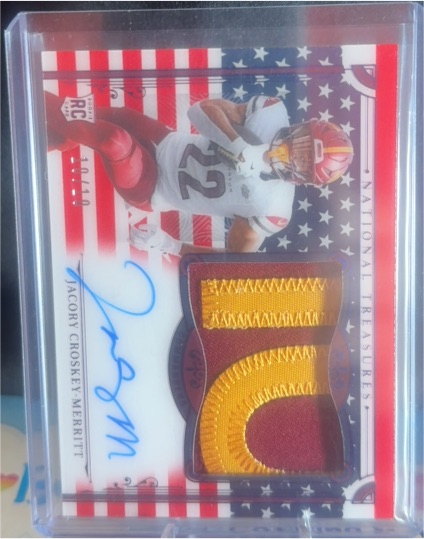 2025 Panini National Treasures Jacory Croskey-Merritt Stars & Stripes RPA — front