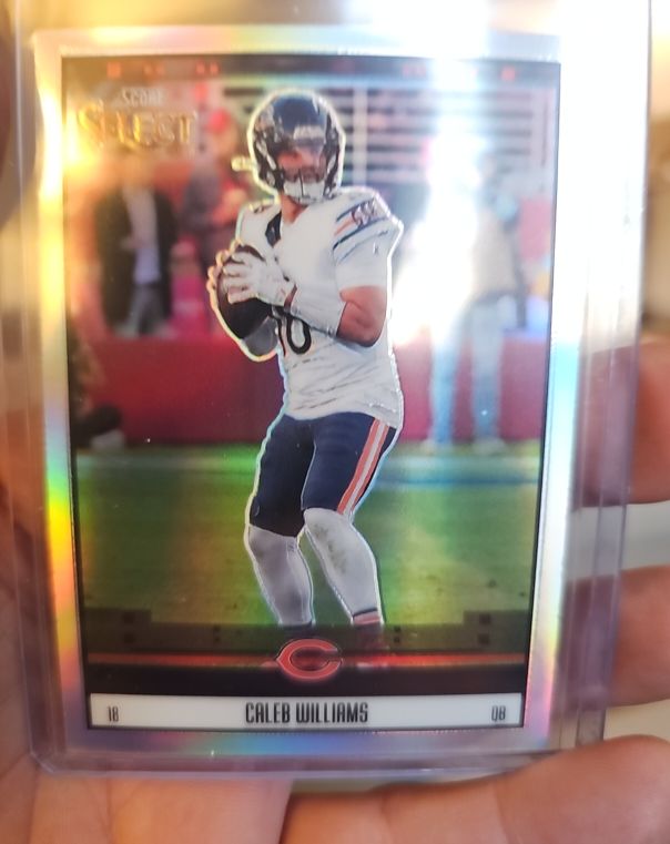 2025 Panini Select #24 Caleb Williams Score Throwback Silver Holo Prizm Chicago Bears — front