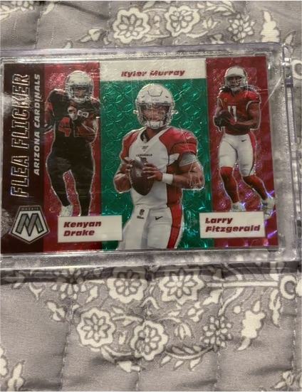 2020 Panini Mosaic Flea Flicker #FF1 Kyler Murray Kenyan Drake Larry Fitzgerald Green Prizm — front