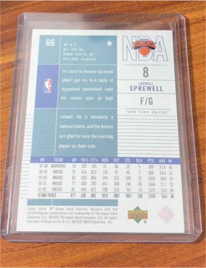 2001 Upper Deck #66 Latrell Sprewell — front