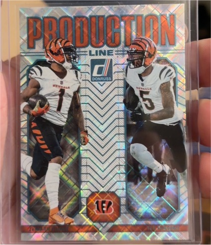 2025 Panini Donruss Production Line #10 Ja'Marr Chase Tee Higgins — front