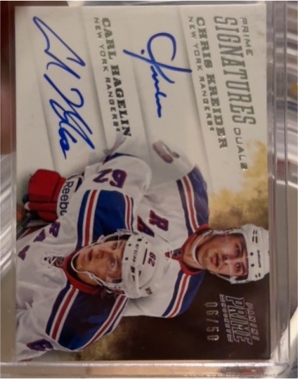 2011-12 Panini Prime #16 Carl Hagelin & Chris Kreider Prime Signatures Dual Auto — front