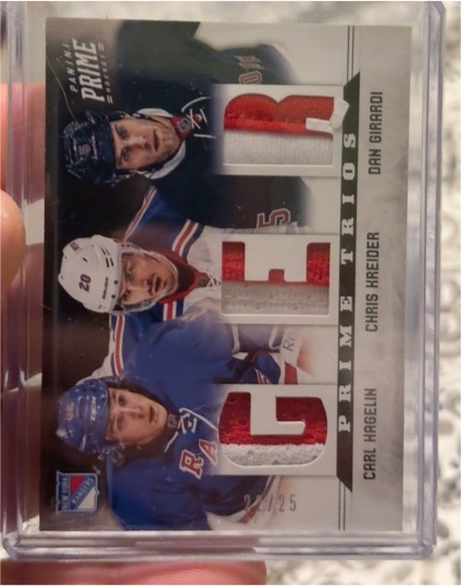 2012-13 Panini Prime Trios #5 Carl Hagelin / Chris Kreider / Dan Girardi — front