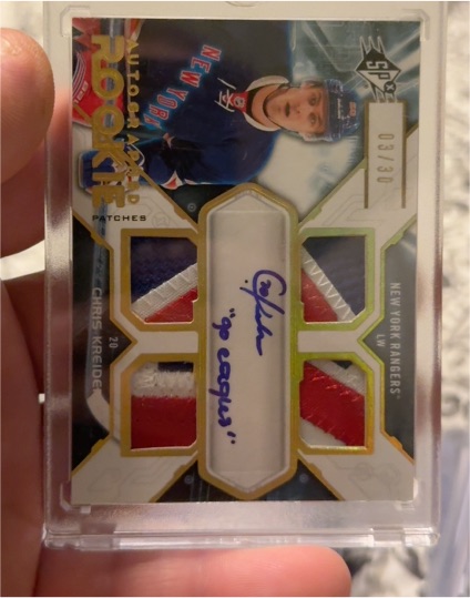 2012 Upper Deck SPx Rookie Patches #03/30 Chris Kreider — front