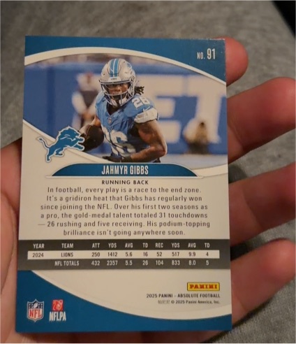 2025 Panini Donruss Retro 2005 #R05-JHG Jahmyr Gibbs — front