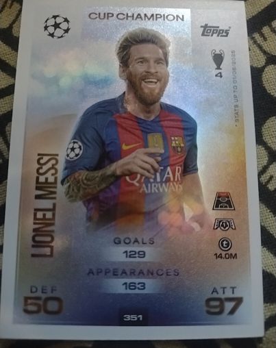 2025-26 Topps Match Attax #351 Lionel Messi Cup Champion — front