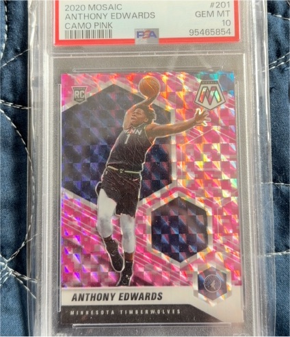 2020 Panini Mosaic #201 Anthony Edwards Rookie Camo Pink — front