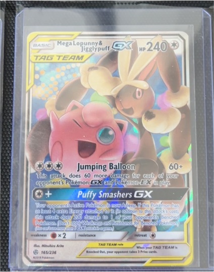 2019 Pokémon Cosmic Eclipse #165 Mega Lopunny & Jigglypuff GX — front