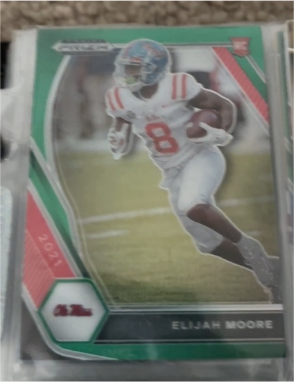 2021 Panini Prizm Draft Picks #124 Elijah Moore Green Prizm Rookie — front