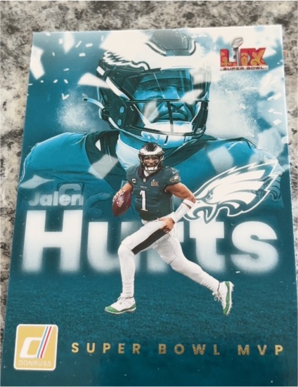 2025 Donruss #1 Jalen Hurts Super Bowl MVP Insert — front
