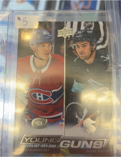 2022-23 Upper Deck #500 Young Guns Checklist Juraj Slafkovsky / Shane Wright — front