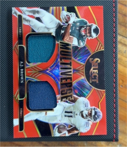 2025 Panini Select #MVJ-AJB A.J. Brown Multiverse Dual Patch Prizm Memorabilia — front