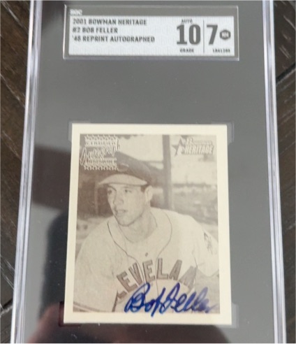 2001 Bowman Heritage #2 48 Reprint Bob Feller Autographed — front