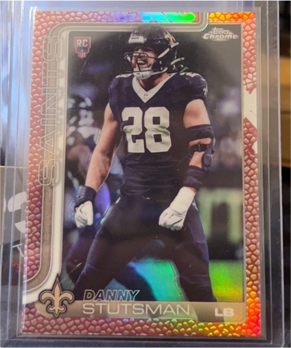 2025 Topps Chrome #373 Danny Stutsman Rookie Football Leather Saints LB — front