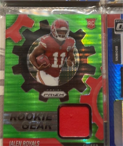 2025 Panini Prizm #RGR-JRS Jalen Royals Rookie Gear Neon Green Pulsar — front