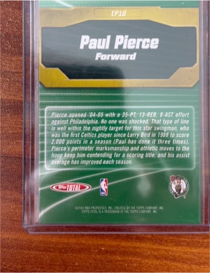 2005 Topps Total #TP10 Paul Pierce — front