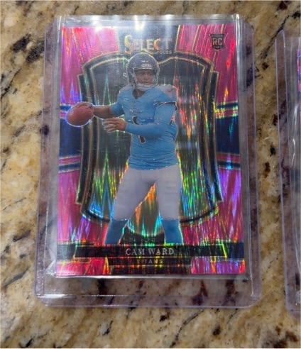 2025 Panini Select Premier Level Pink Shock Prizm #126 Cam Ward Rookie — front