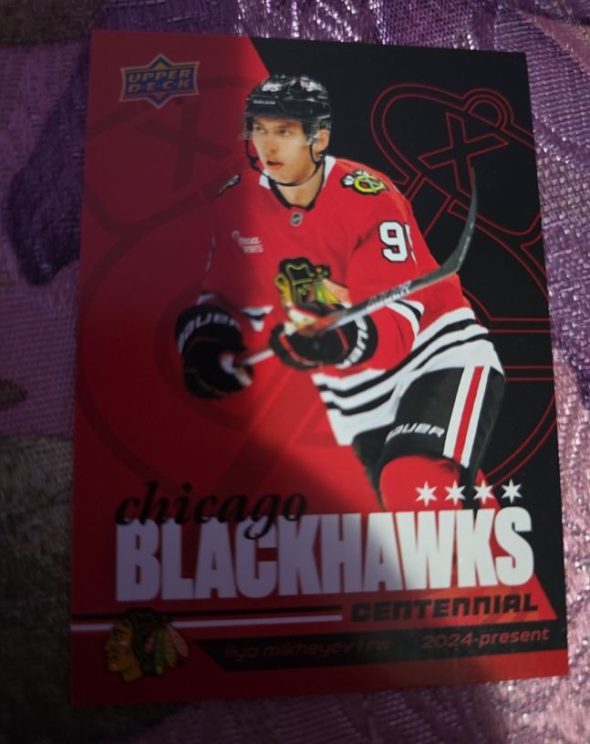 2025 Upper Deck Chicago Blackhawks Centennial #91 Ayo Mitheyev — front