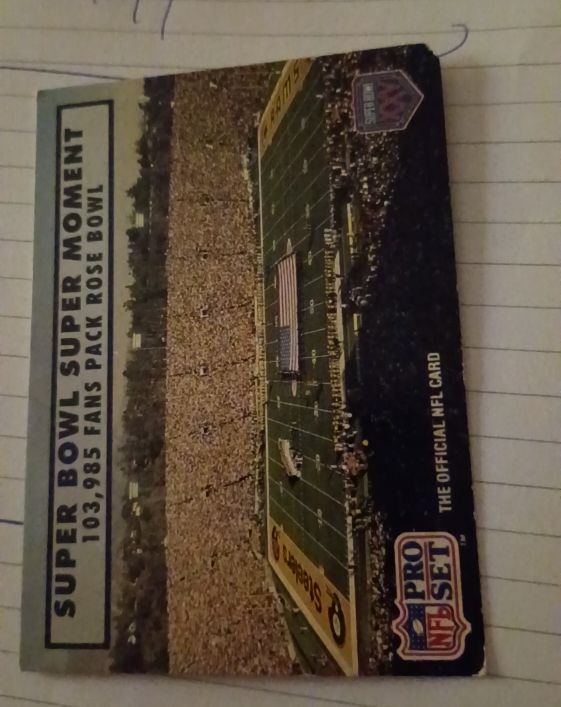 1990 Pro Set Super Bowl XXV Silver Anniversary #145 103,985 Fans Pack Rose Bowl Steelers/Rams — front