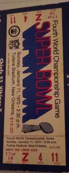 1970 NFL Super Bowl IV Ticket — front