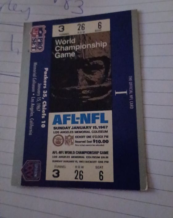 1990 Pro Set Super Bowl I #1 Packers vs Chiefs NFL AFL Stat Card — front