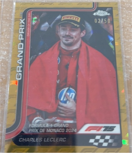 2024 Topps Chrome Formula 1 Grand Prix Driver of the Day Charles Leclerc #02/50 — front