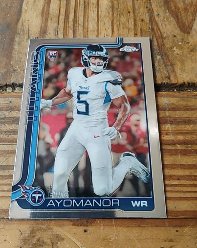 2025 Topps Chrome #336 Elic Ayomanor Rookie Card Tennessee Titans — front