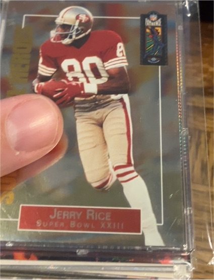 1994 NFL Experience Jerry Rice Super Bowl Heroes Insert Card — front