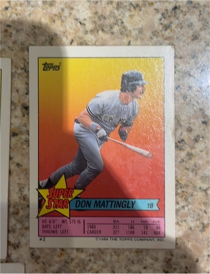 1989 Topps Super Star Sticker Back #2 Don Mattingly — front