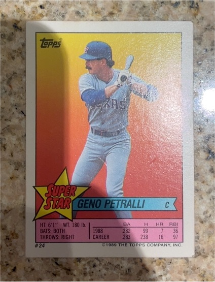 1989 Topps Super Star Sticker #24 Geno Petralli — front