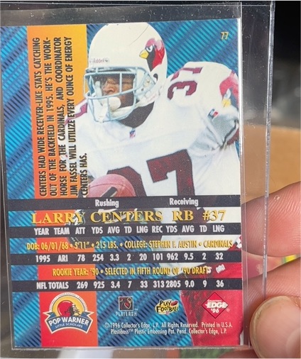1996 Collector's Edge #77 Larry Centers — front