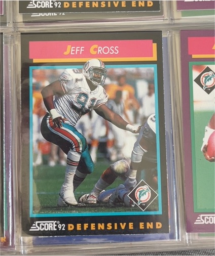 1992 Score #412 Jeff Cross Miami Dolphins — front