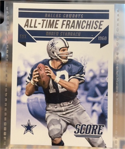 2015 Panini Score All-Time Franchise #8 Roger Staubach Dallas Cowboys — front