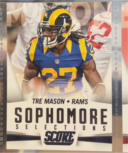 2015 Panini Score #9 Tre Mason Sophomore Selections St. Louis Rams — front