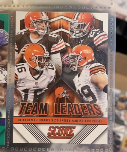 2015 Panini Score #12 Team Leaders Brian Hoyer Terrance West Andrew Hawkins Paul Kruger — front