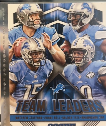 2015 Score #14 Team Leaders Matthew Stafford, Joique Bell, Golden Tate, Ndamukong Suh — front