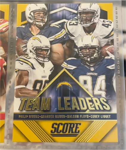 2015 Panini Score #27 San Diego Chargers Team Leaders Philip Rivers/Oliver/Floyd/Liuget — front