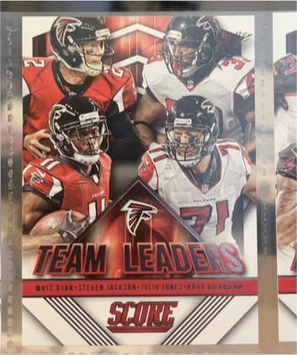 2015 Score #23 Team Leaders Matt Ryan Julio Jones Kroy Biermann Steven Jackson — front