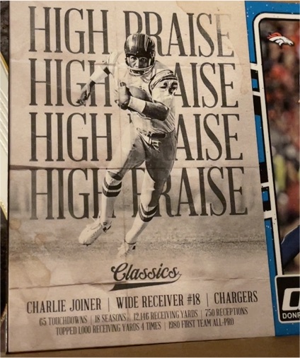 2018 Panini Classics #14 Charlie Joiner High Praise — front