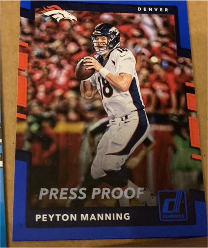 2017 Donruss #217 Peyton Manning Press Proof Blue Denver Broncos — front