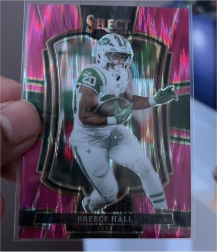 2025 Panini Select #175 Breece Hall Pink Prizm Shock New York Jets — front
