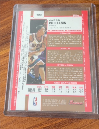2003-04 Bowman #103 Jason Williams — front