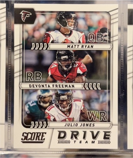2017 Panini Score #2 Drive Team Matt Ryan, Devonta Freeman, Julio Jones — front