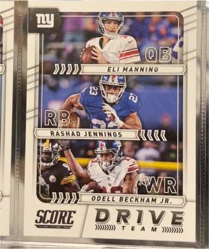 2017 Panini Score #13 Drive Team Eli Manning, Rashad Jennings, Odell Beckham Jr. — front