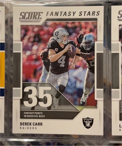 2017 Panini Score #8 Derek Carr Fantasy Stars — front