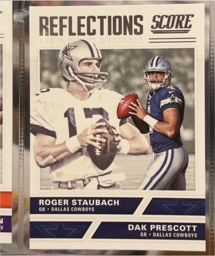 2017 Panini Score Reflections #8 Roger Staubach/Dak Prescott — front