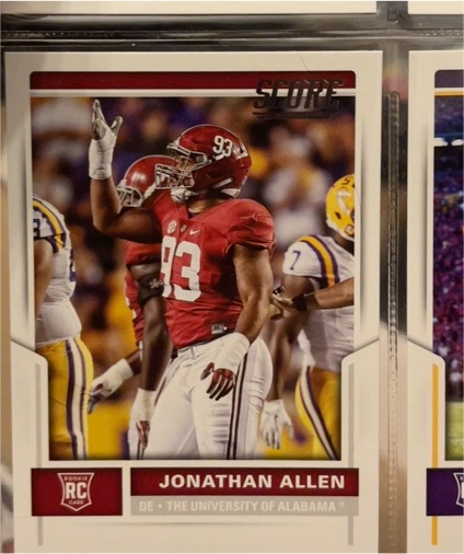 2017 Panini Score #367 Jonathan Allen Rookie — front